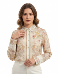 Nada Floral Shirt – Button-Front Collared Elora