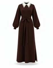 Athar Viscose Midi Dress – Pull-On Collared Elora