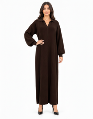 Hanadi Viscose Maxi Dress – Pull-On Collared Elora