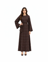 Najah Plaid Maxi Dress – Pull-On Long Sleeve Elora