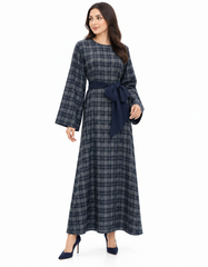Najah Plaid Maxi Dress – Pull-On Long Sleeve Elora