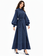 Istabraq Plaid Maxi Dress – Button-Front Collared Elora
