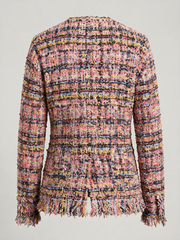 Lamya Striped Blazer – Button-Front Long Sleeve Elora