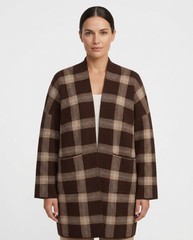Tuqa Plaid Midi Cardigan – Pull-On Long Sleeve Elora
