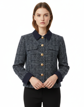 Hiba Elegant Midi Jacket – Button-Front Long Sleeve