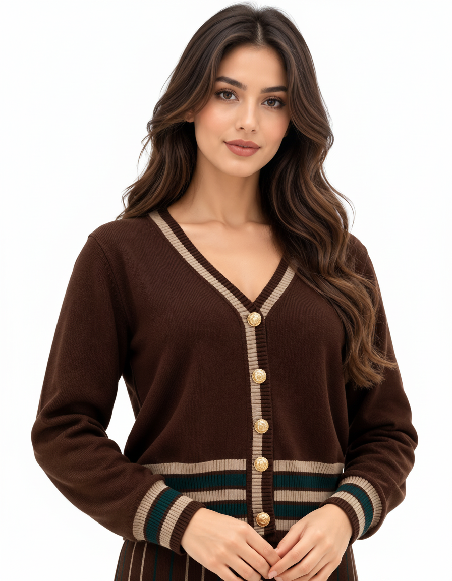 Inas Viscose Cropped Jacket – Button-Front V-Neck Elora