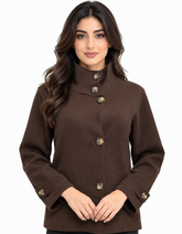 Rawda Viscose Jacket – Button-Front High Neck