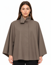 Jahan Cotton Poncho – Button-Front High Neck Elora