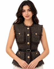 Firdaus Everyday Gilet – Button-Front Sleeveless Elora