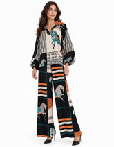 Nabila Animal Print Co-ord Set – Pull-On Collared Elora