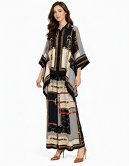 Nawar Geometric Co-ord Set – Button-Front Collared Elora
