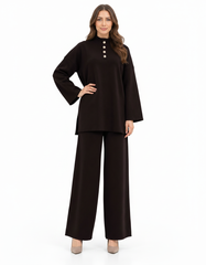 Assil Viscose Co-ord Set – Button-Front Long Sleeve Elora