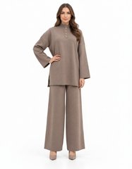 Assil Viscose Co-ord Set – Button-Front Long Sleeve Elora