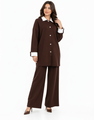 Hawra Viscose Co-ord Set – Button-Front Collared Elora