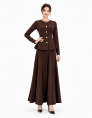 Ikram Viscose Co-ord Set – Button-Front Long Sleeve Elora