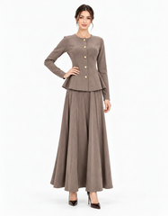 Ikram Viscose Co-ord Set – Button-Front Long Sleeve Elora