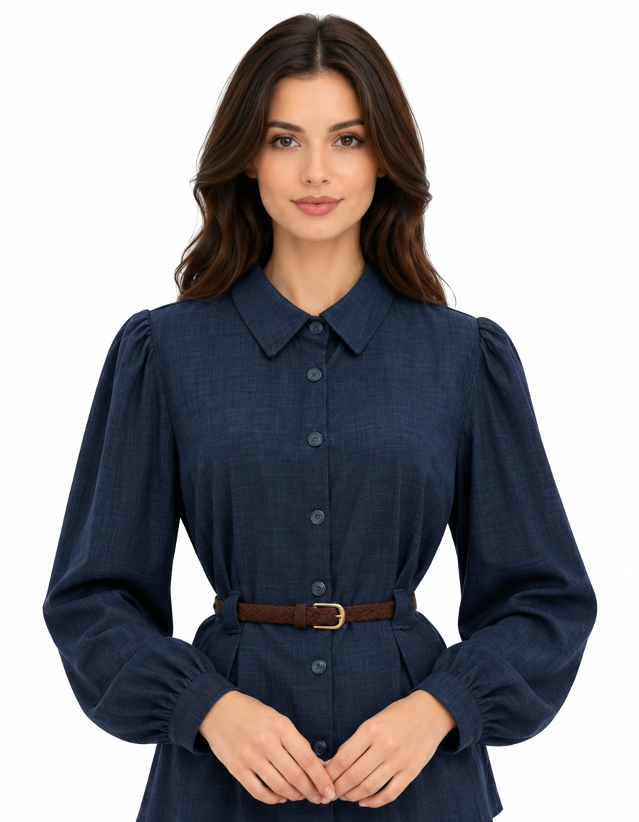 Faten Cotton Blouse – Button-Front Collared Elora