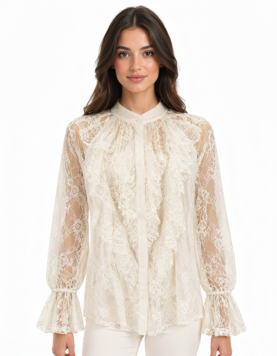 Samah Floral Blouse – Button-Front Long Sleeve Elora