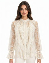 Samah Floral Blouse – Button-Front Long Sleeve Elora