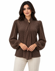 Azhar Elegant Blouse – Button-Front Long Sleeve Elora