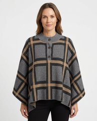 Sadaf Plaid Poncho – Pull-On 3/4 Sleeve Elora