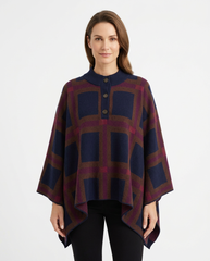 Sadaf Plaid Poncho – Pull-On 3/4 Sleeve Elora