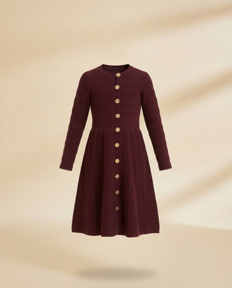 Asia Knitted Midi Dress – Button-Front Miss Grant