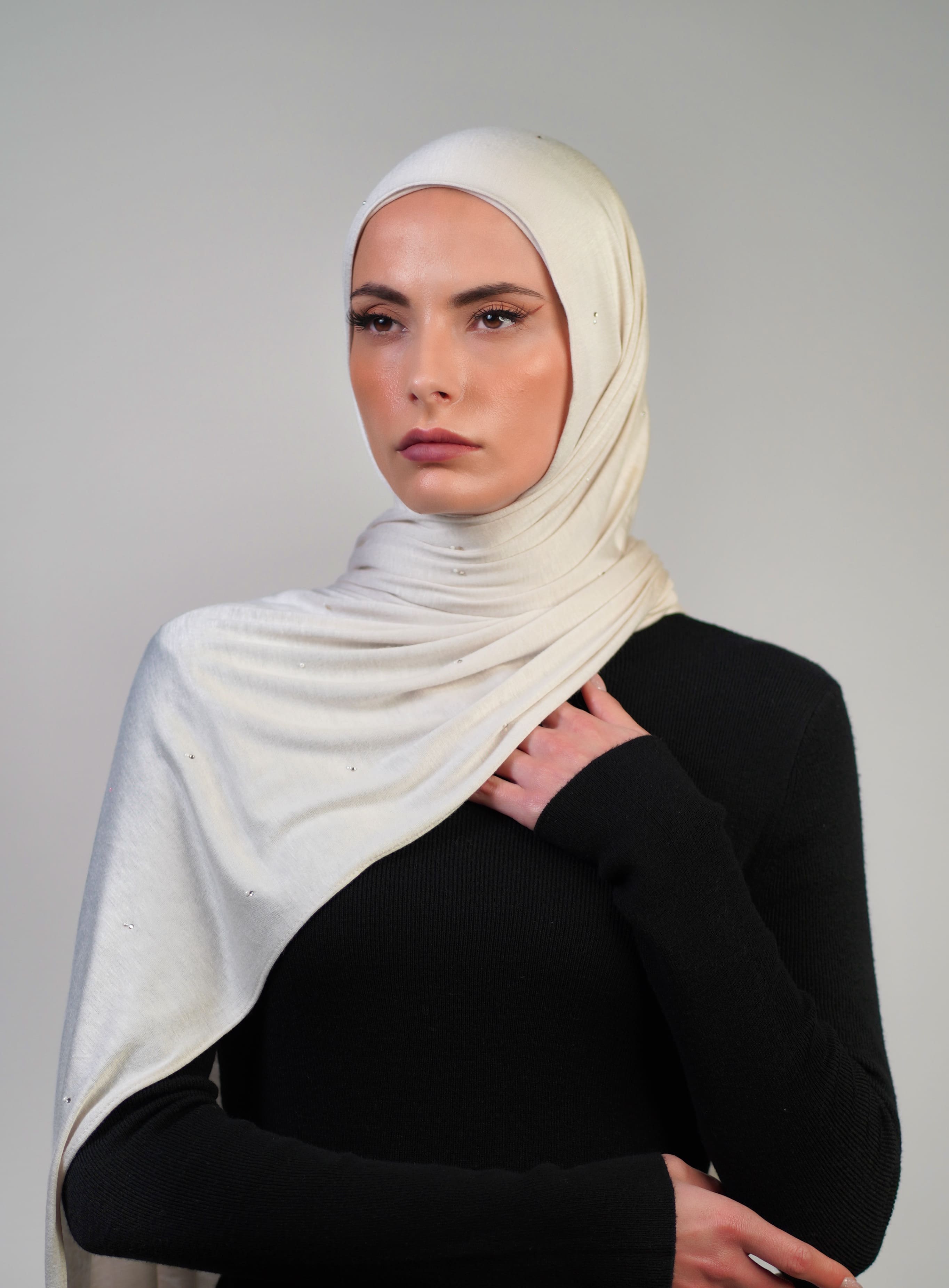 Cotton Stretch With Stones  Voile