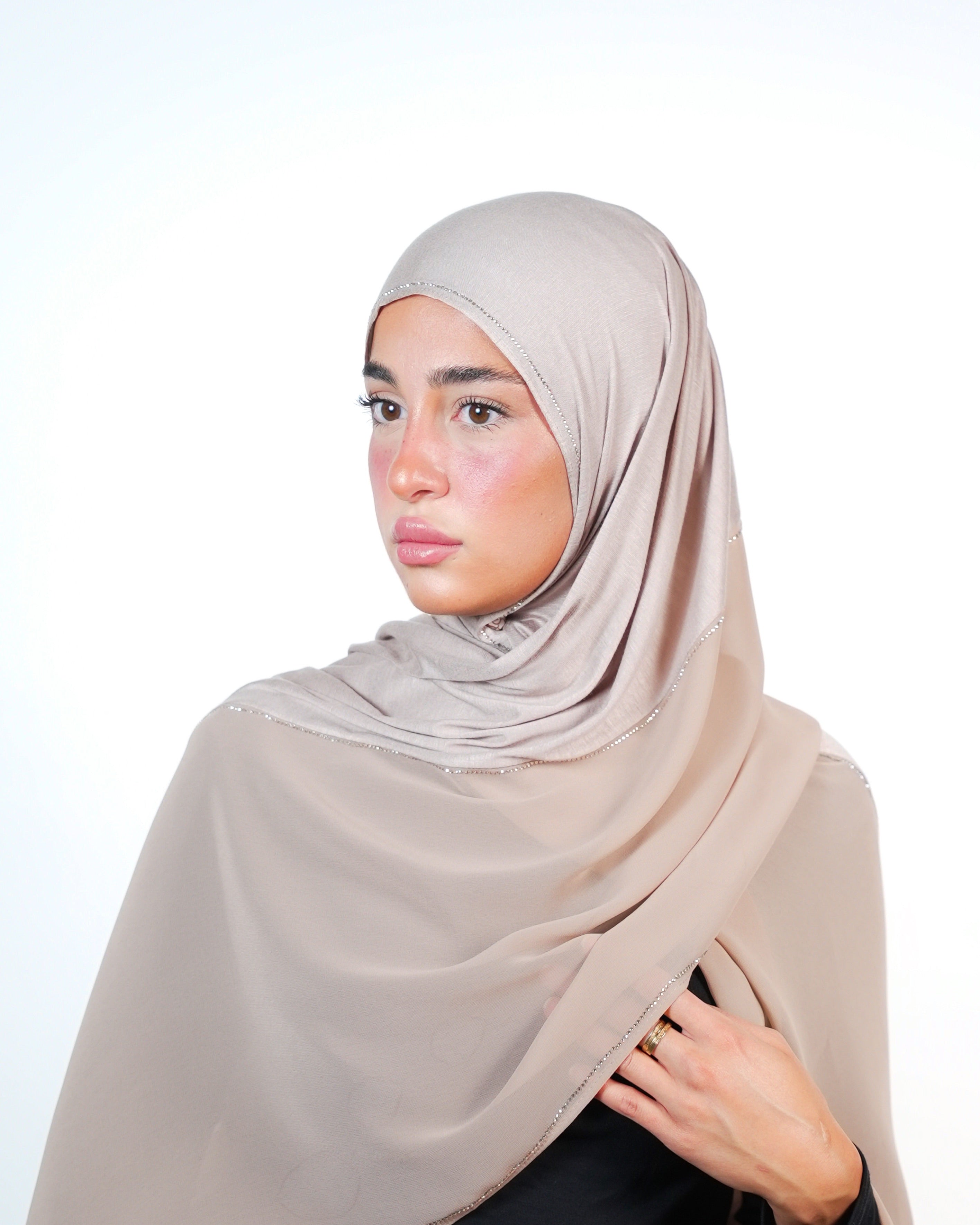 Double Shade Hijab With Stone