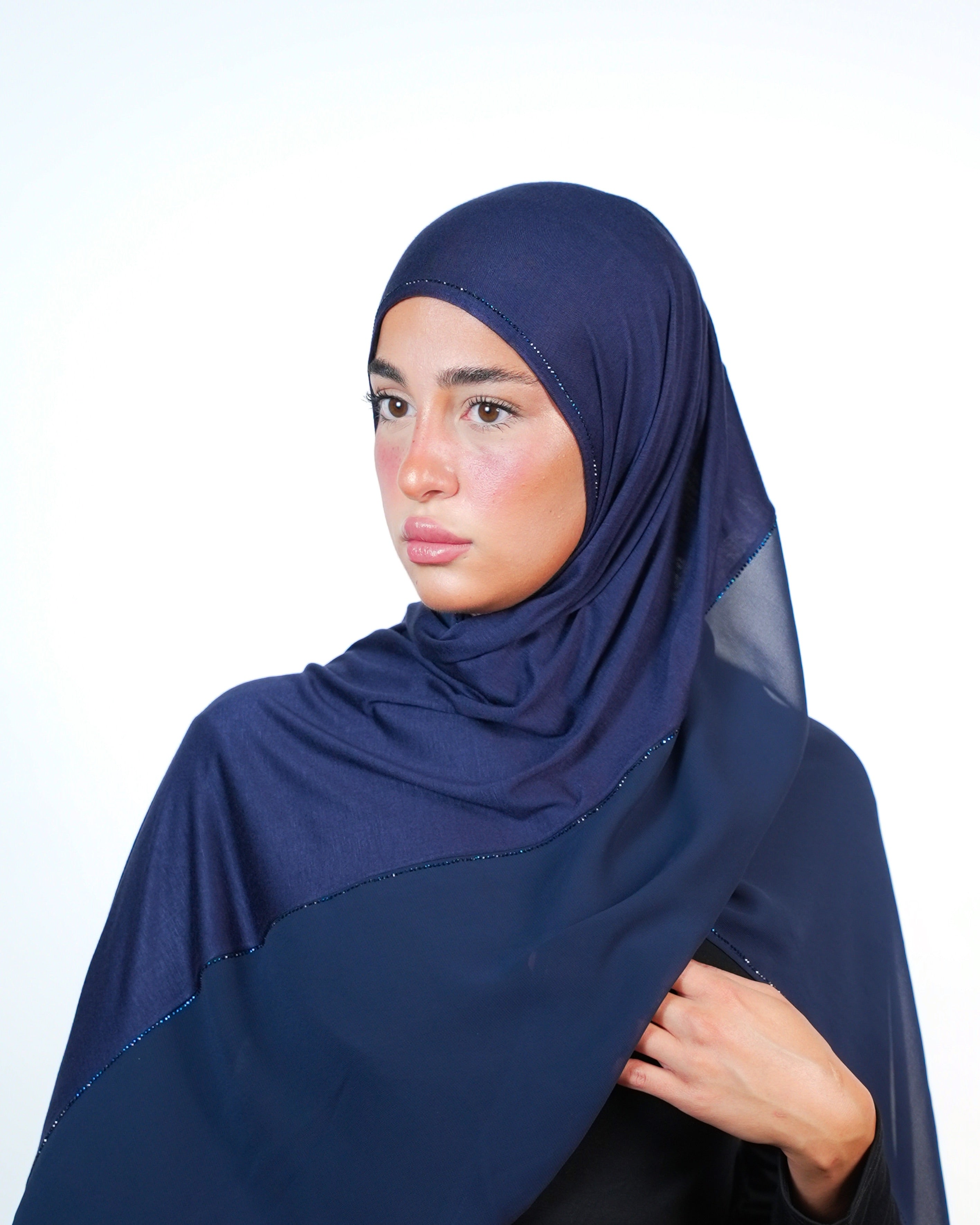 Double Shade Hijab With Stone
