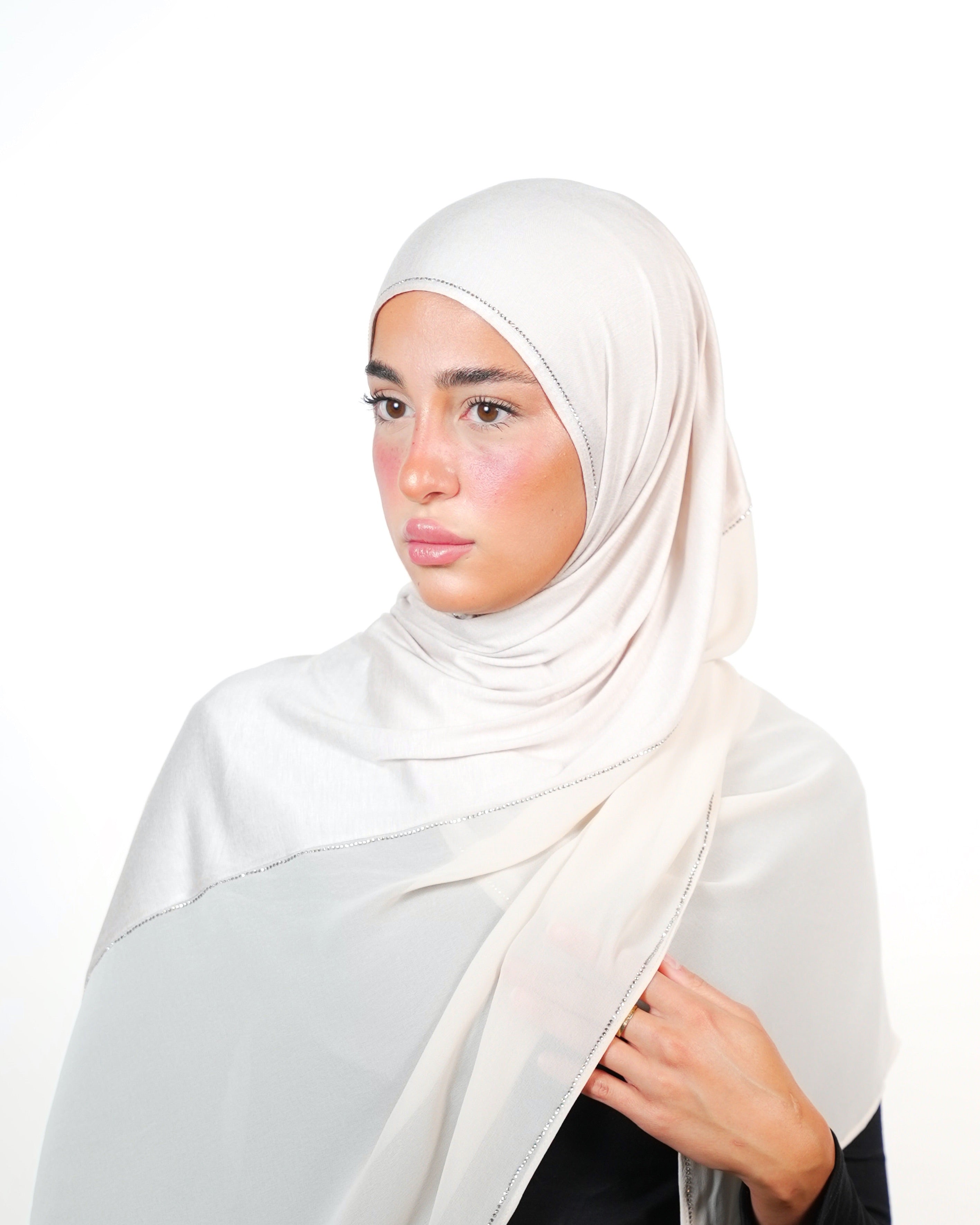 Double Shade Hijab With Stone