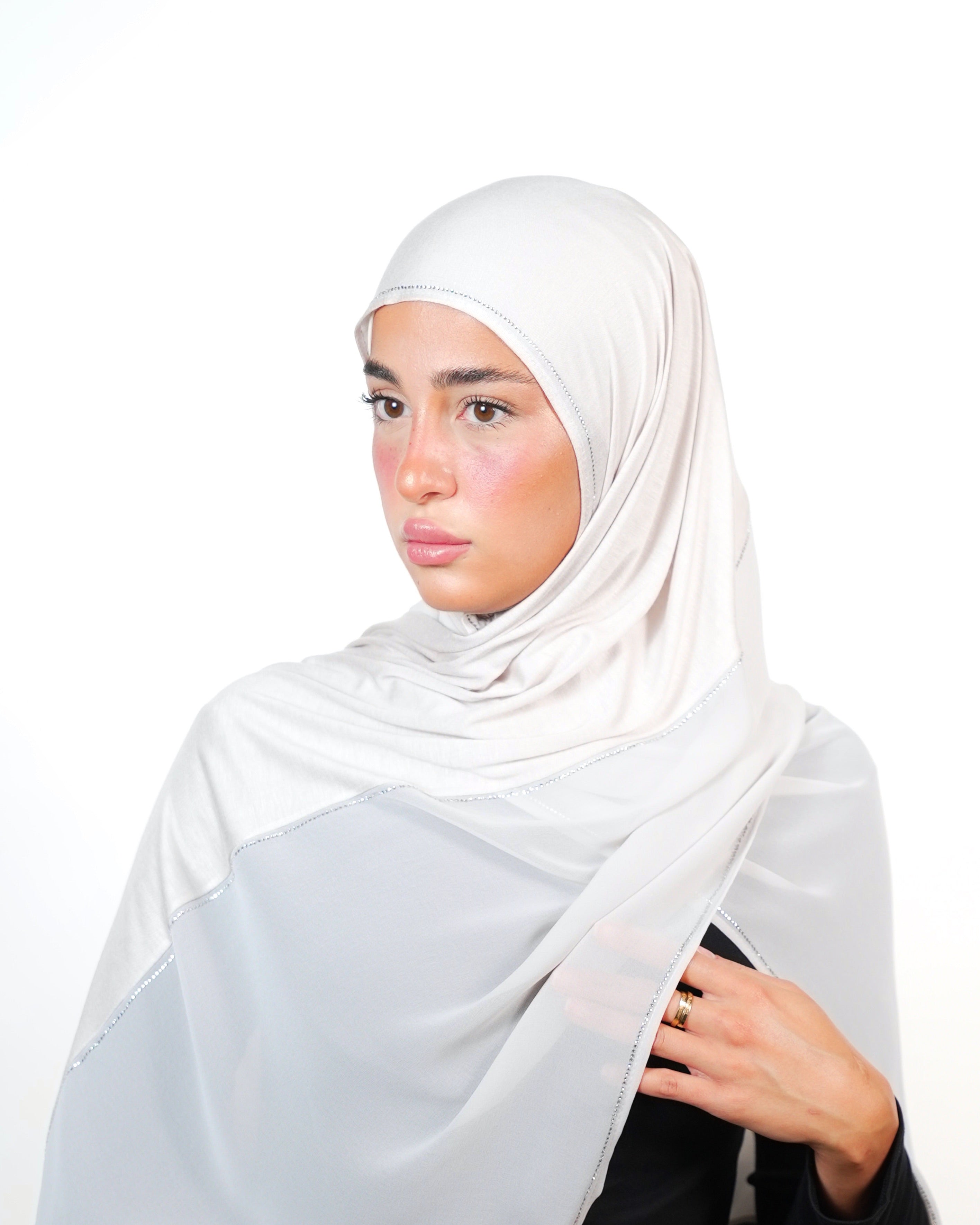 Double Shade Hijab With Stone