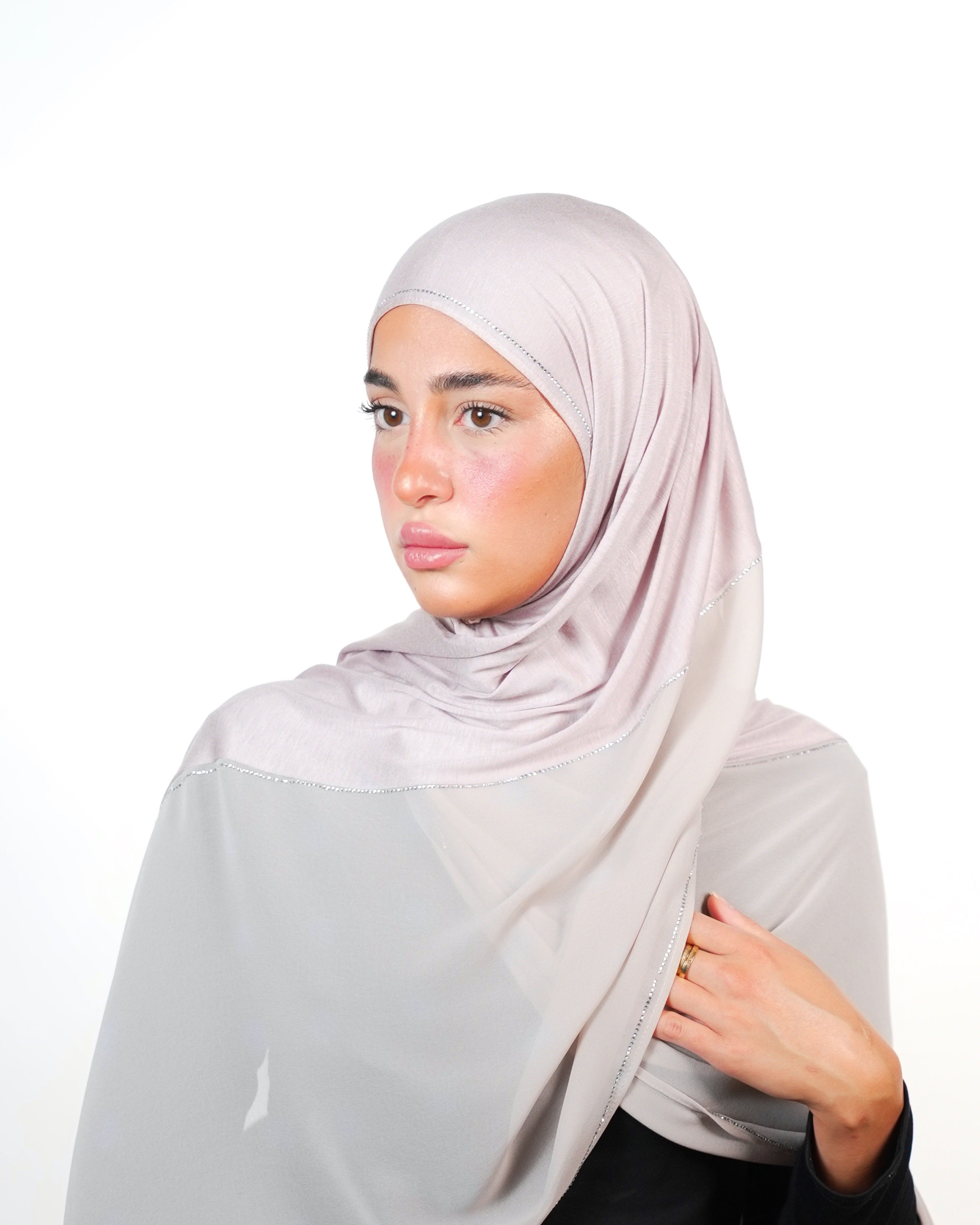 Double Shade Hijab With Stone