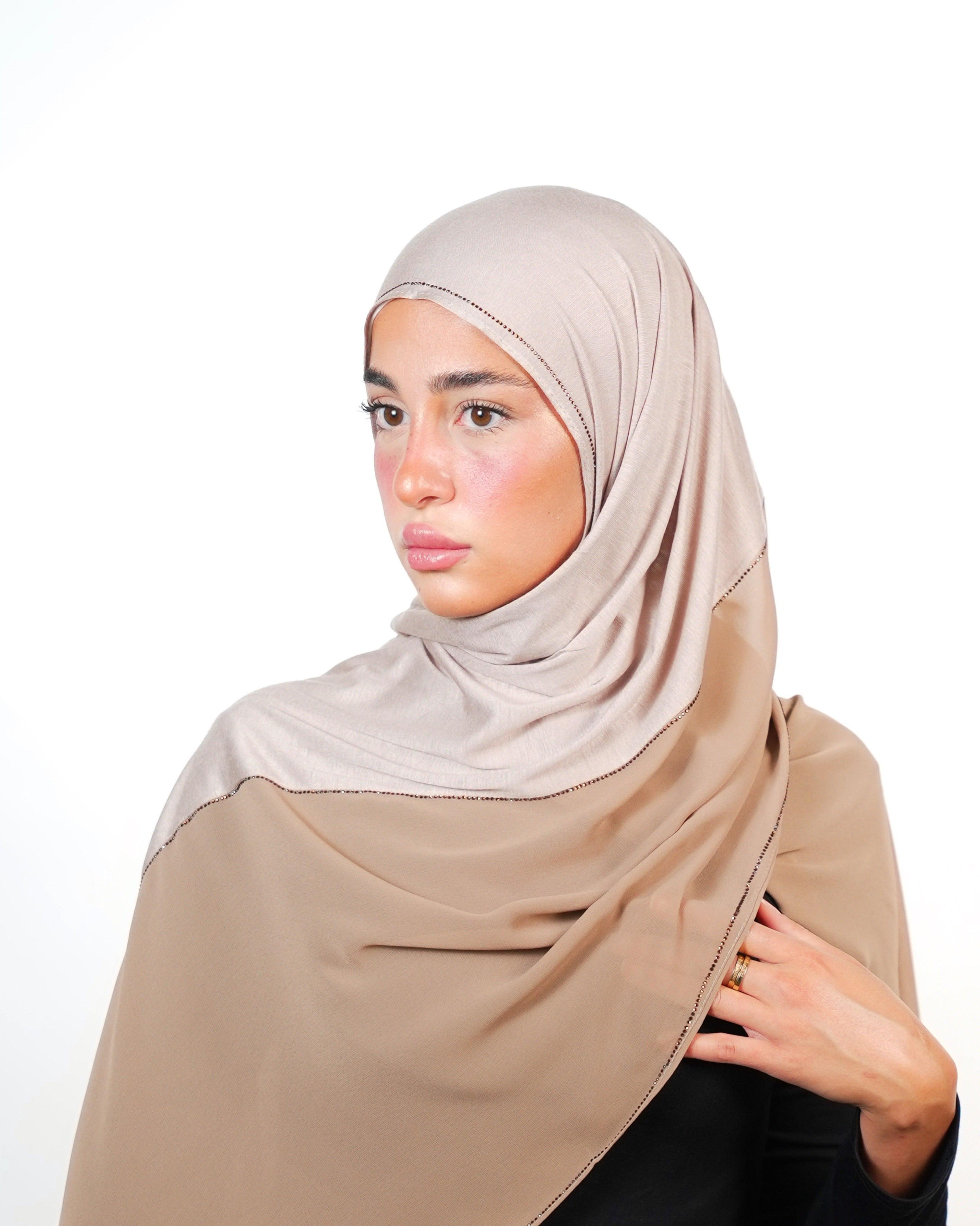 Double Shade Hijab With Stone