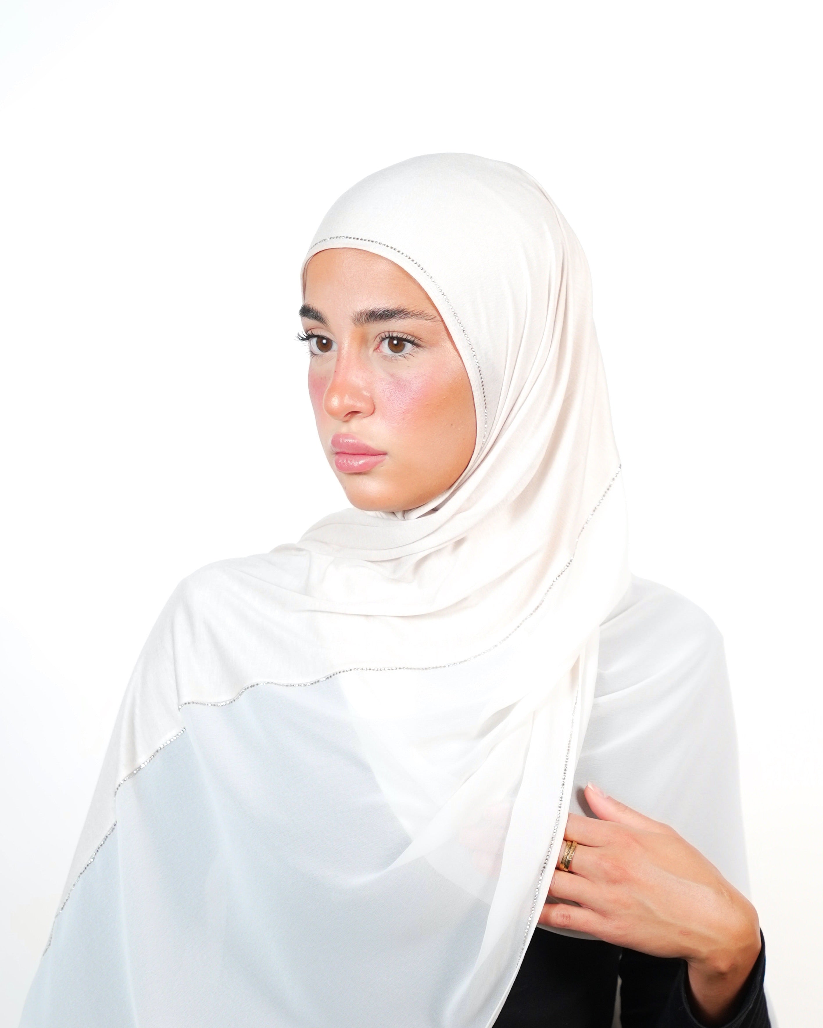 Double Shade Hijab With Stone