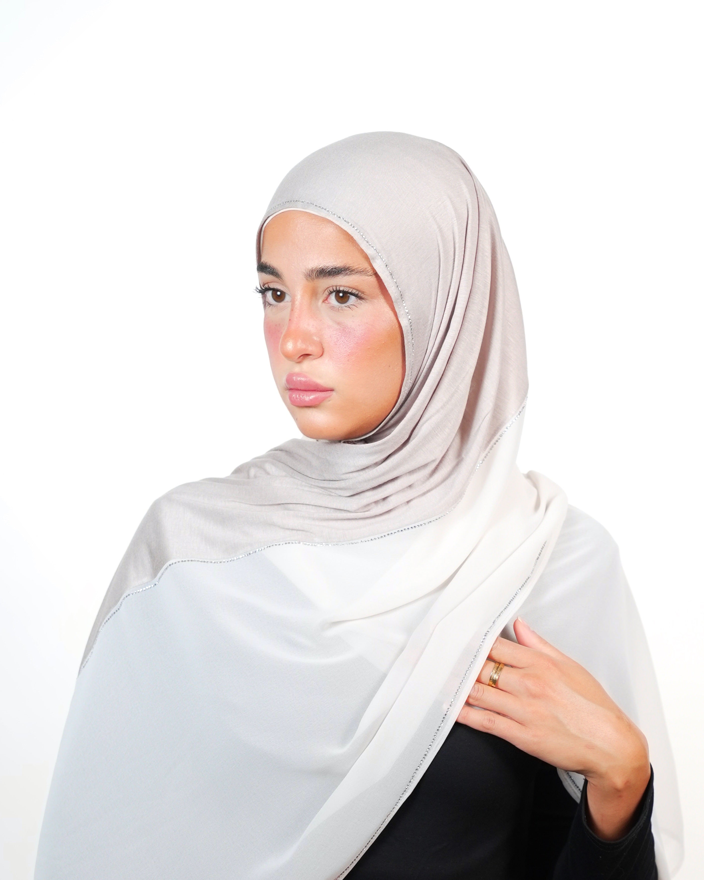 Double Shade Hijab With Stone