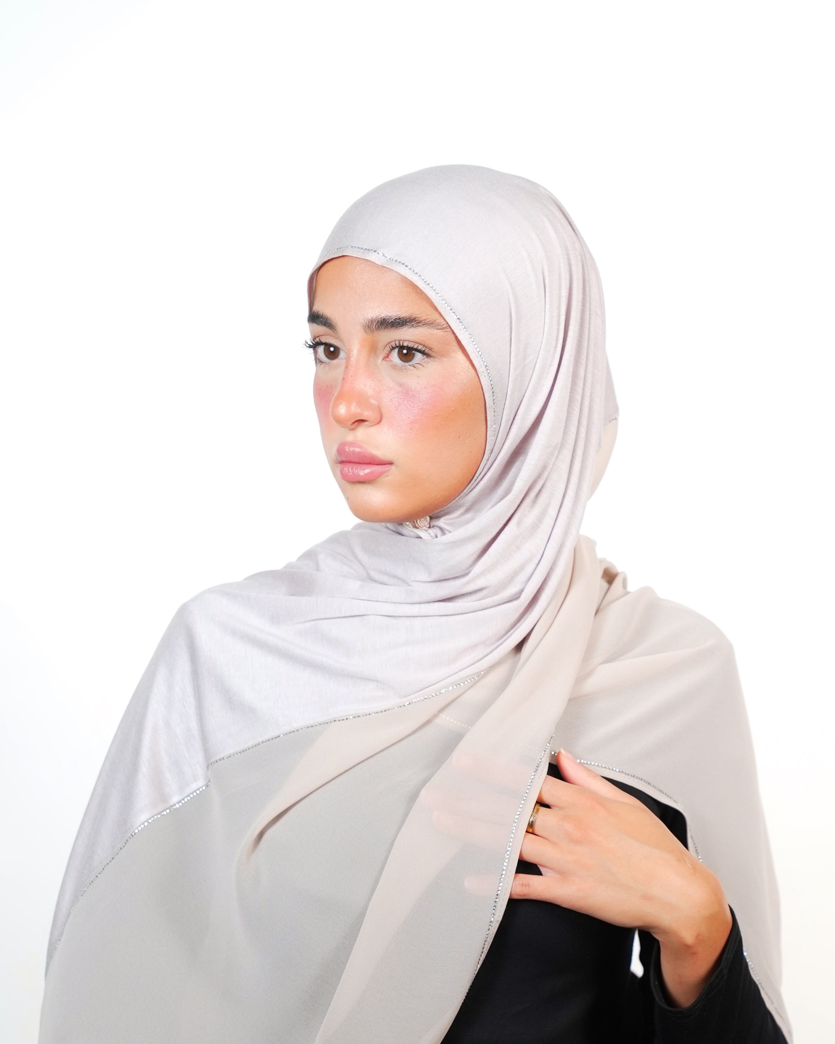 Double Shade Hijab With Stone