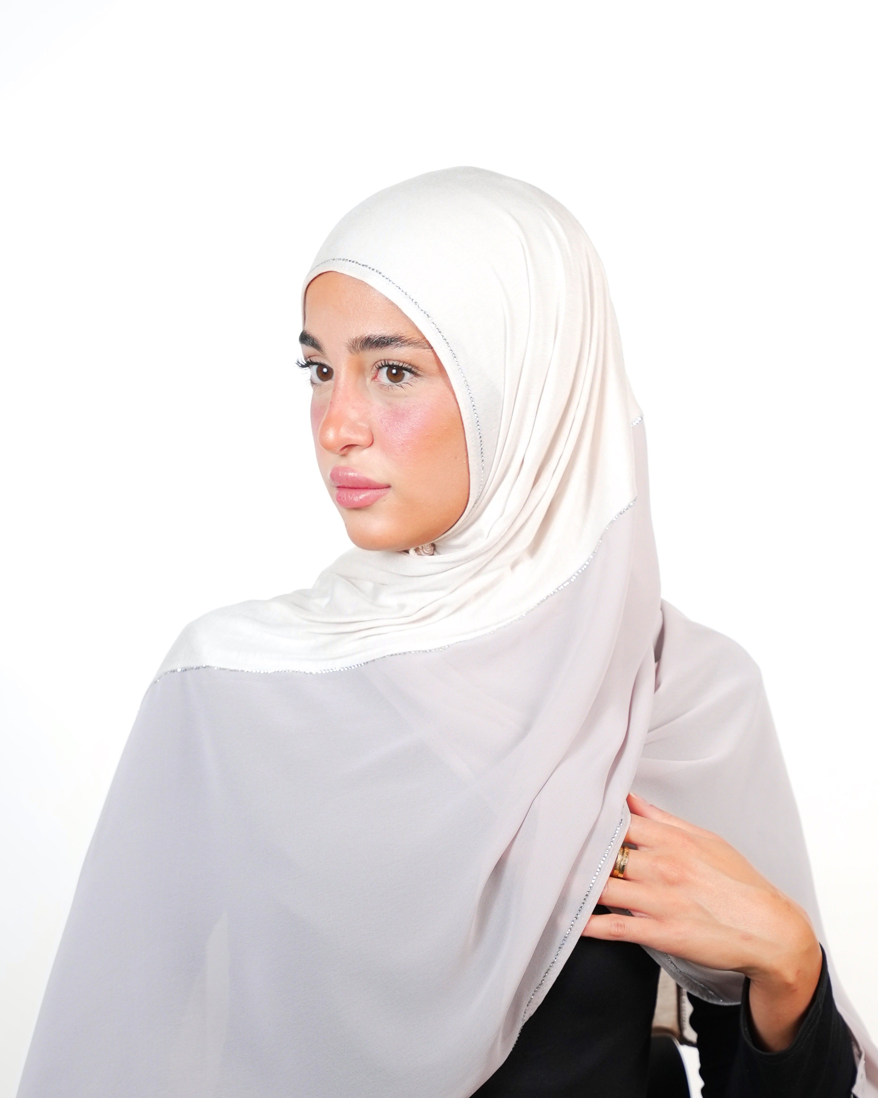 Double Shade Hijab With Stone