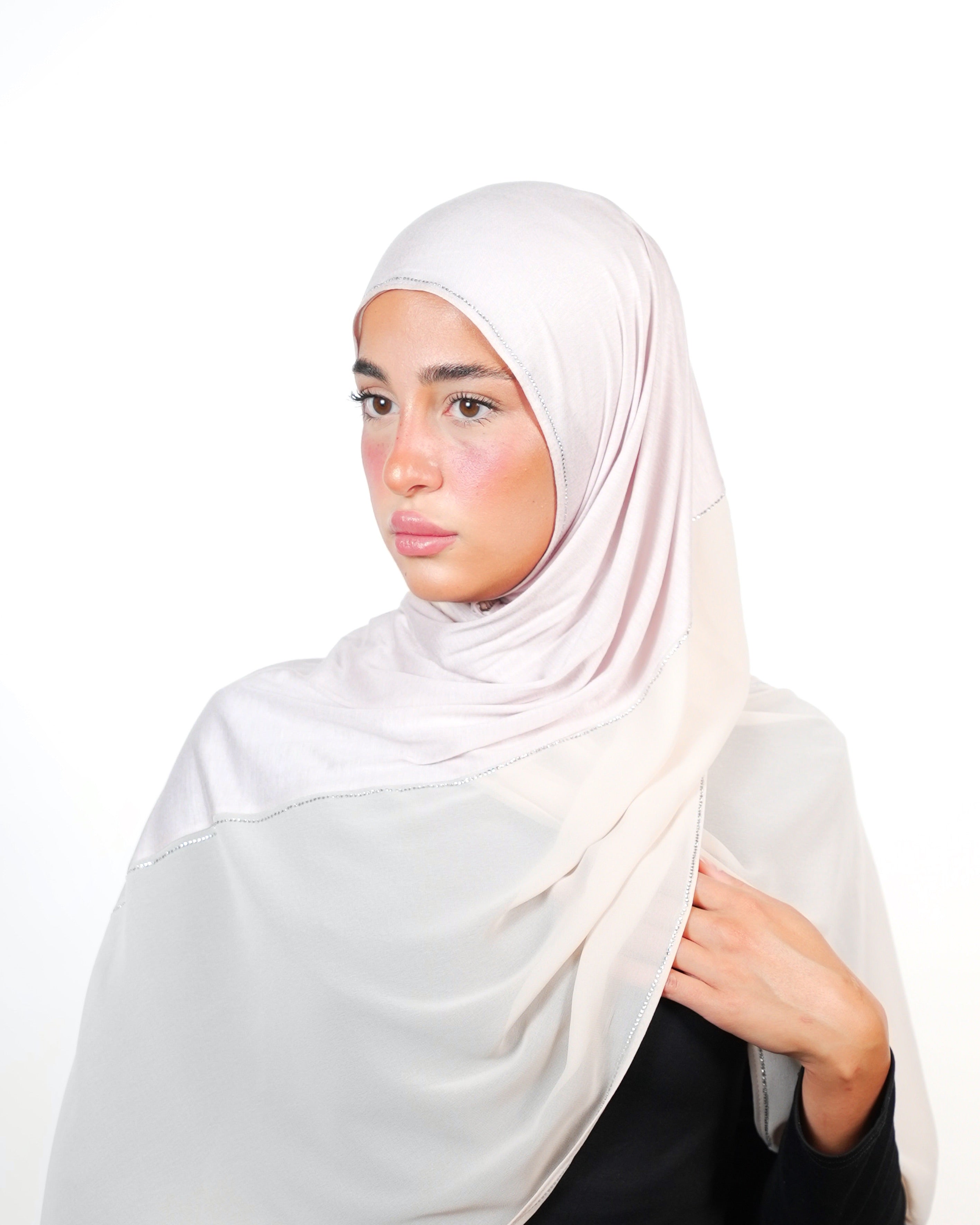 Double Shade Hijab With Stone