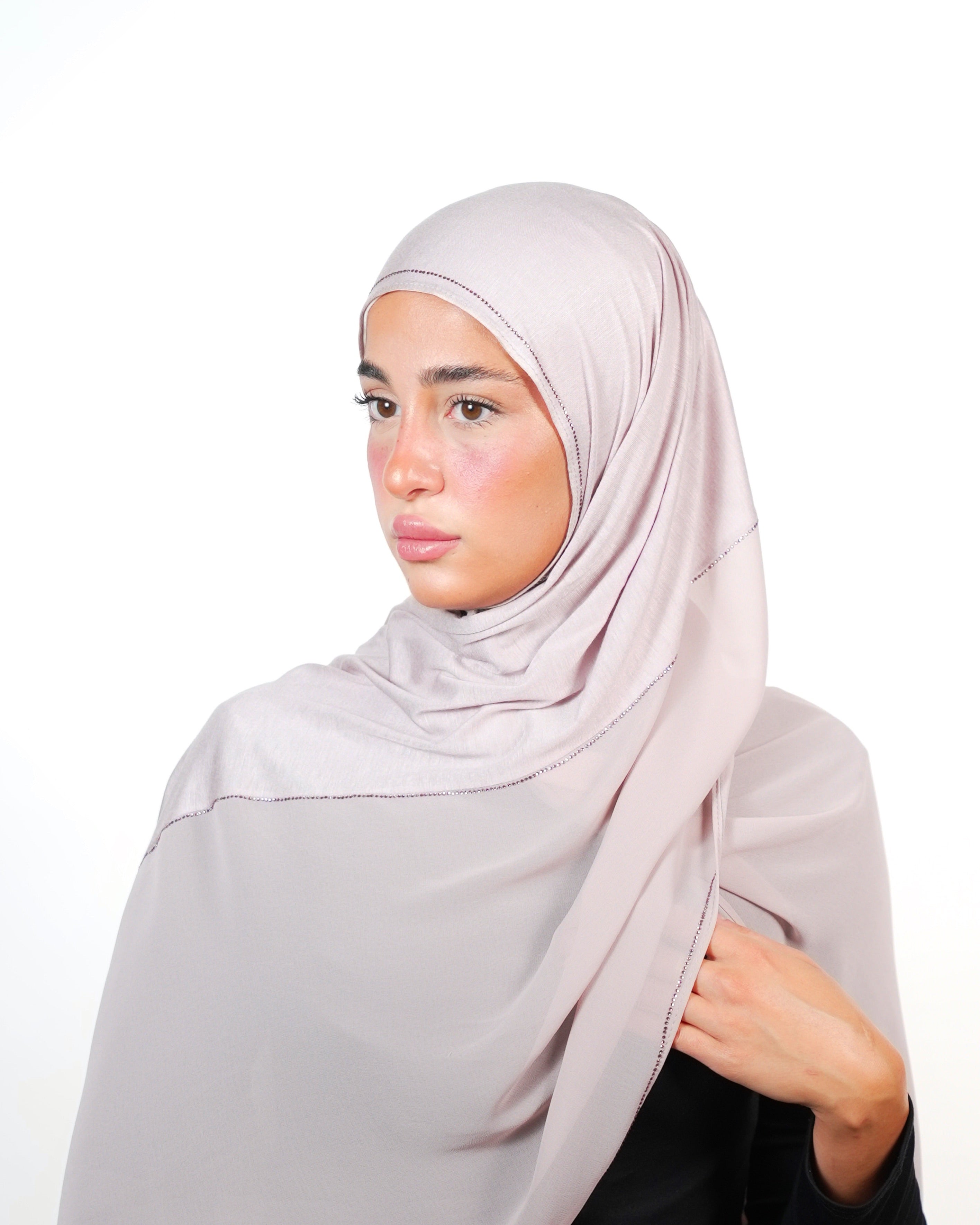 Double Shade Hijab With Stone