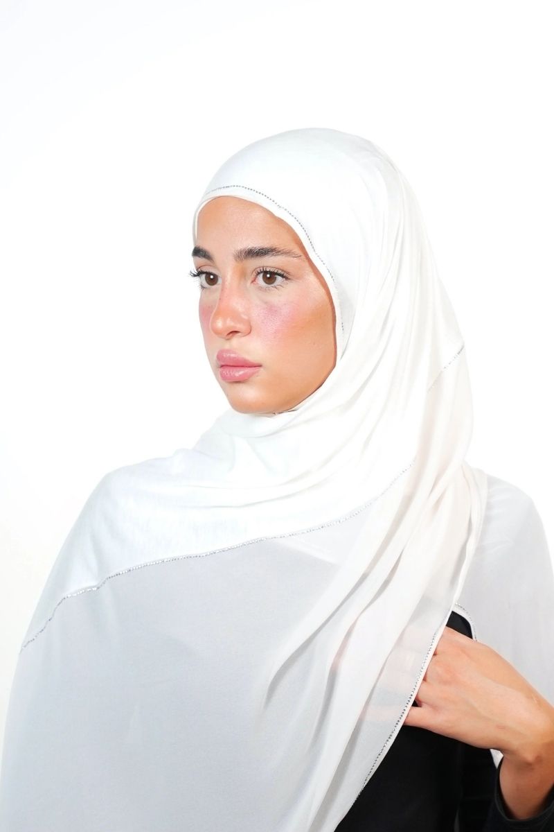 Double Shade Hijab With Stone  Voile