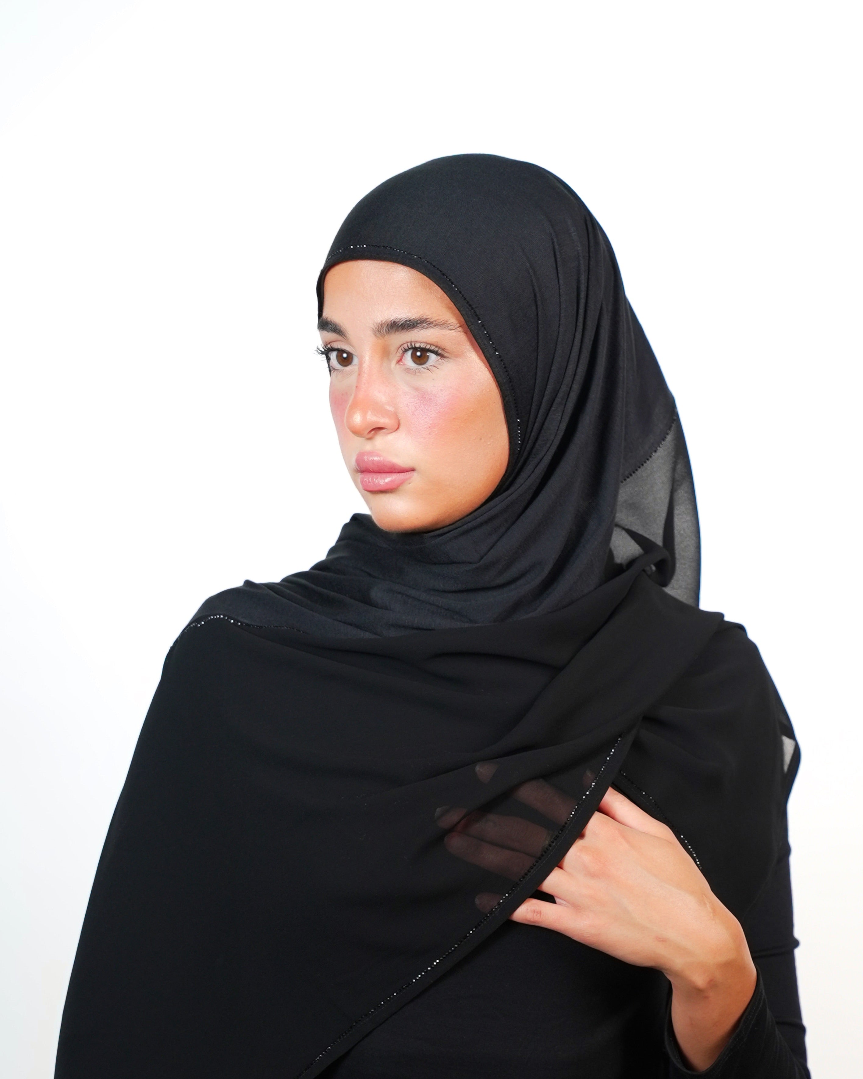 Double Shade Hijab With Stone