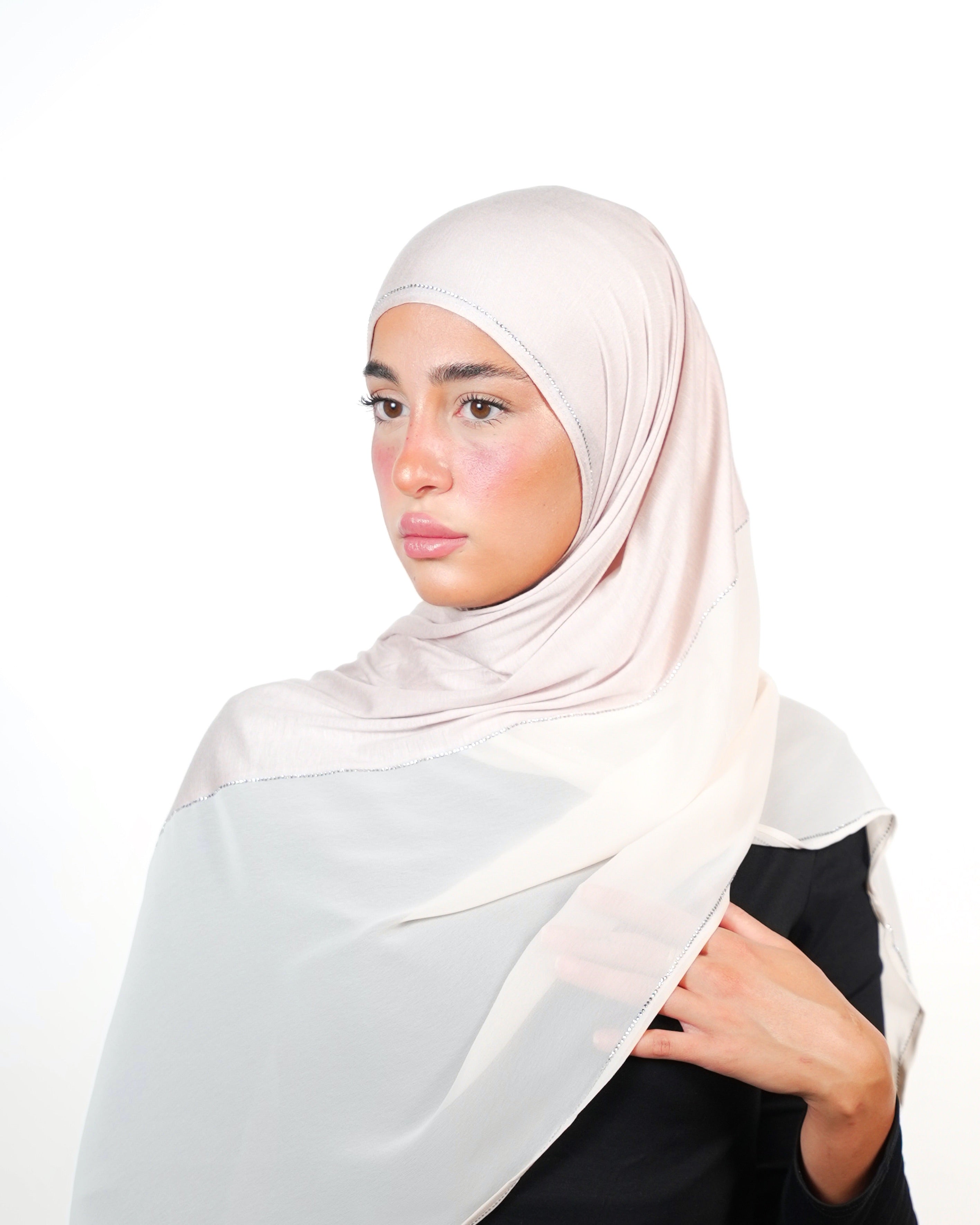 Double Shade Hijab With Stone