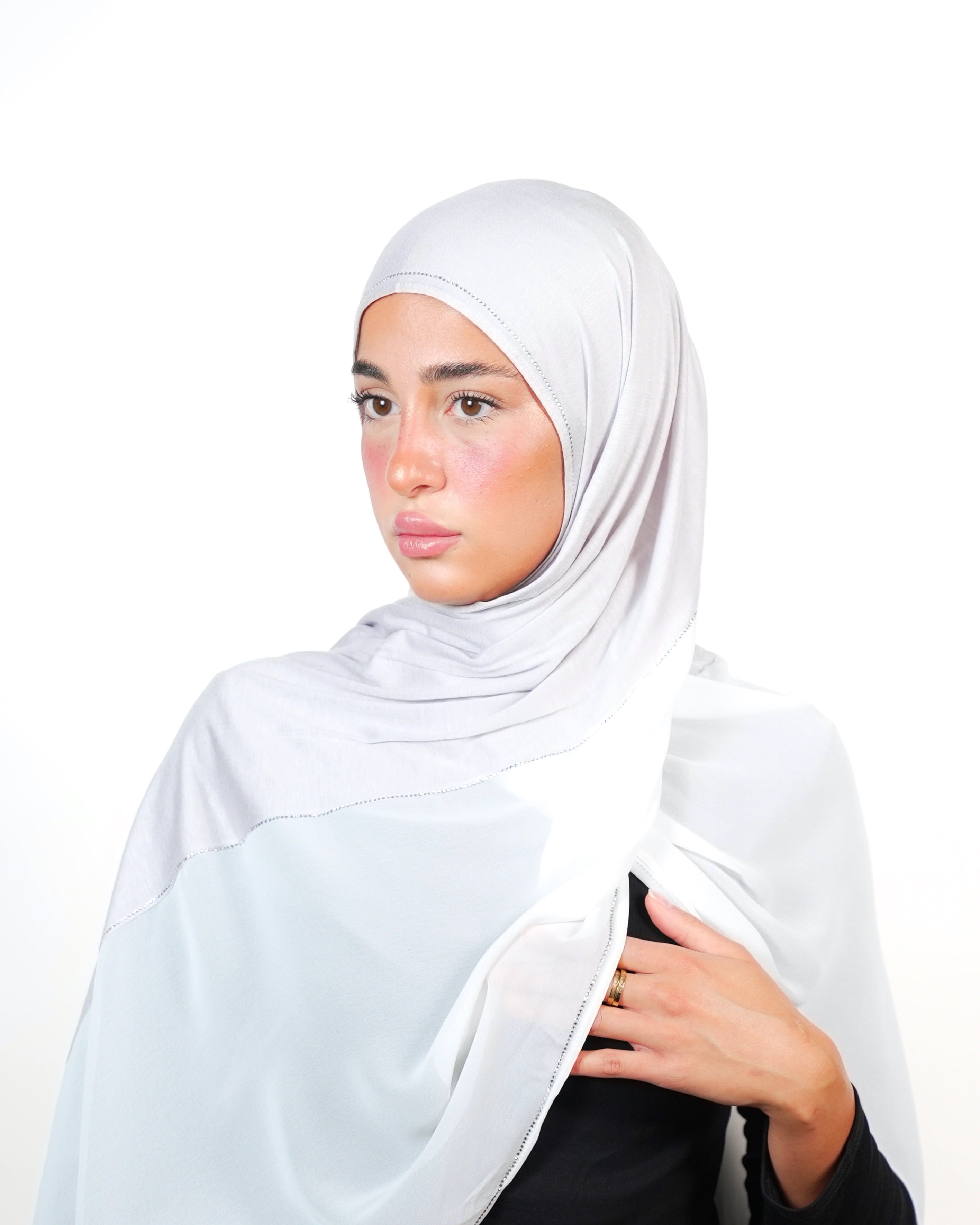 Double Shade Hijab With Stone