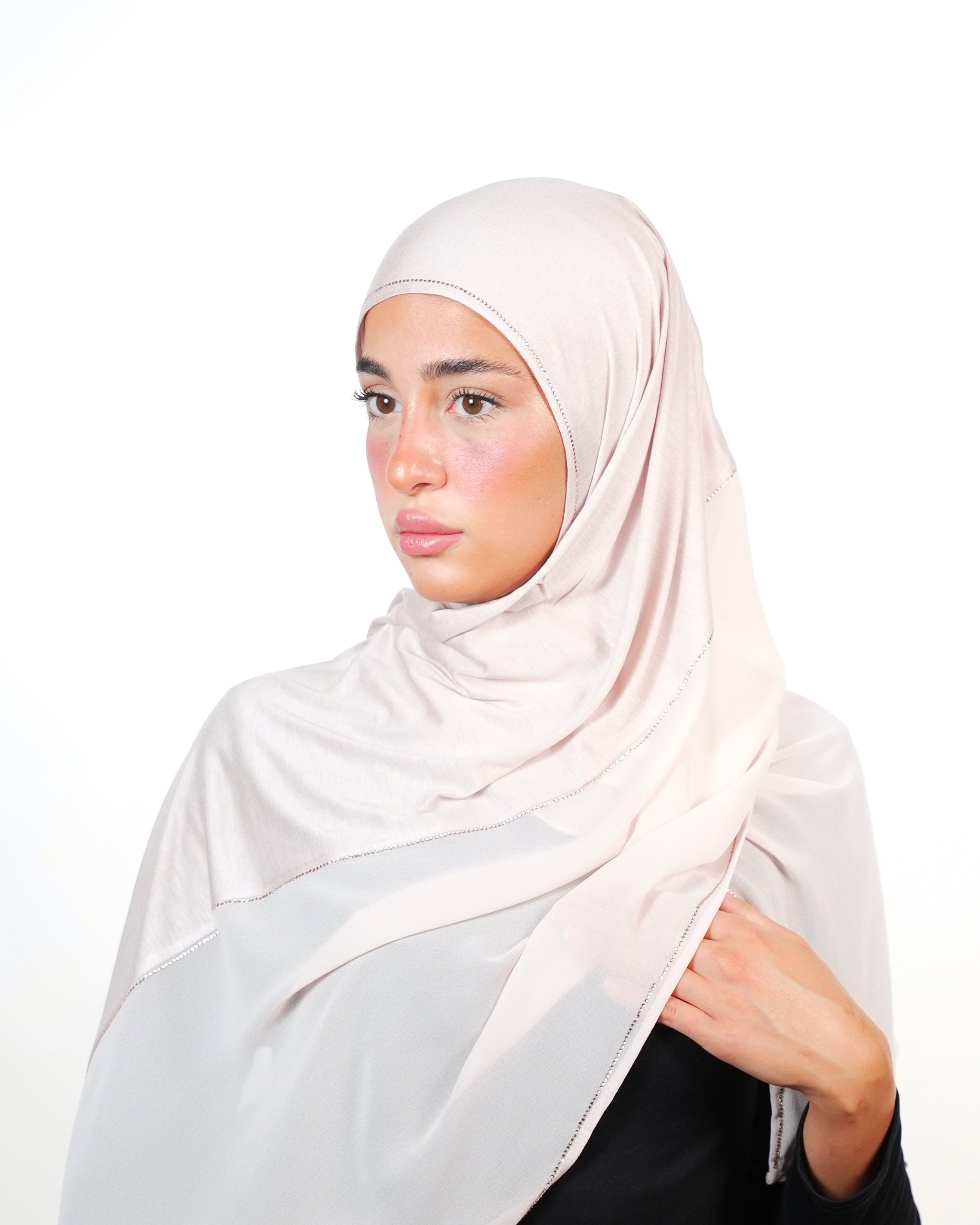 Double Shade Hijab With Stone