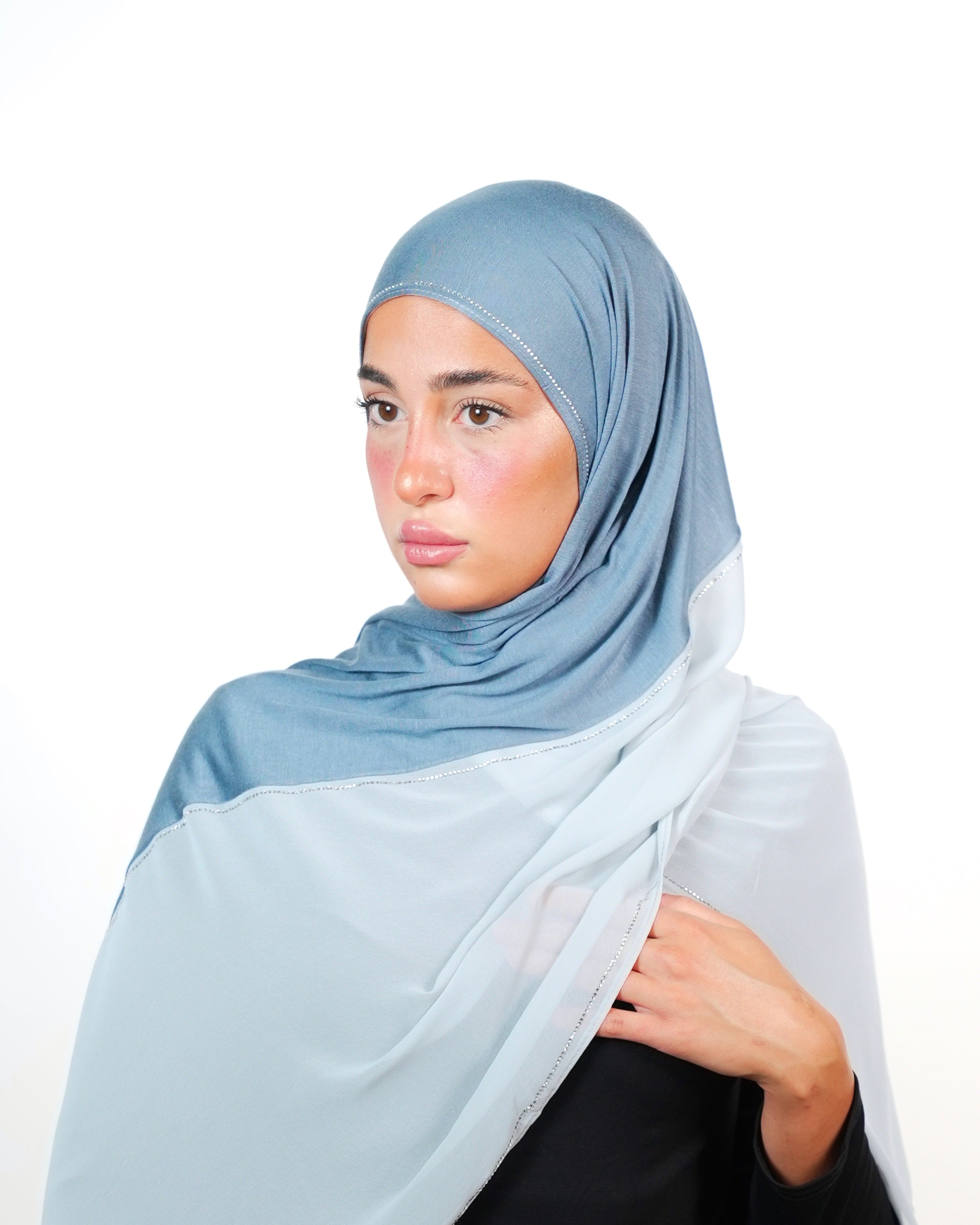 Double Shade Hijab With Stone