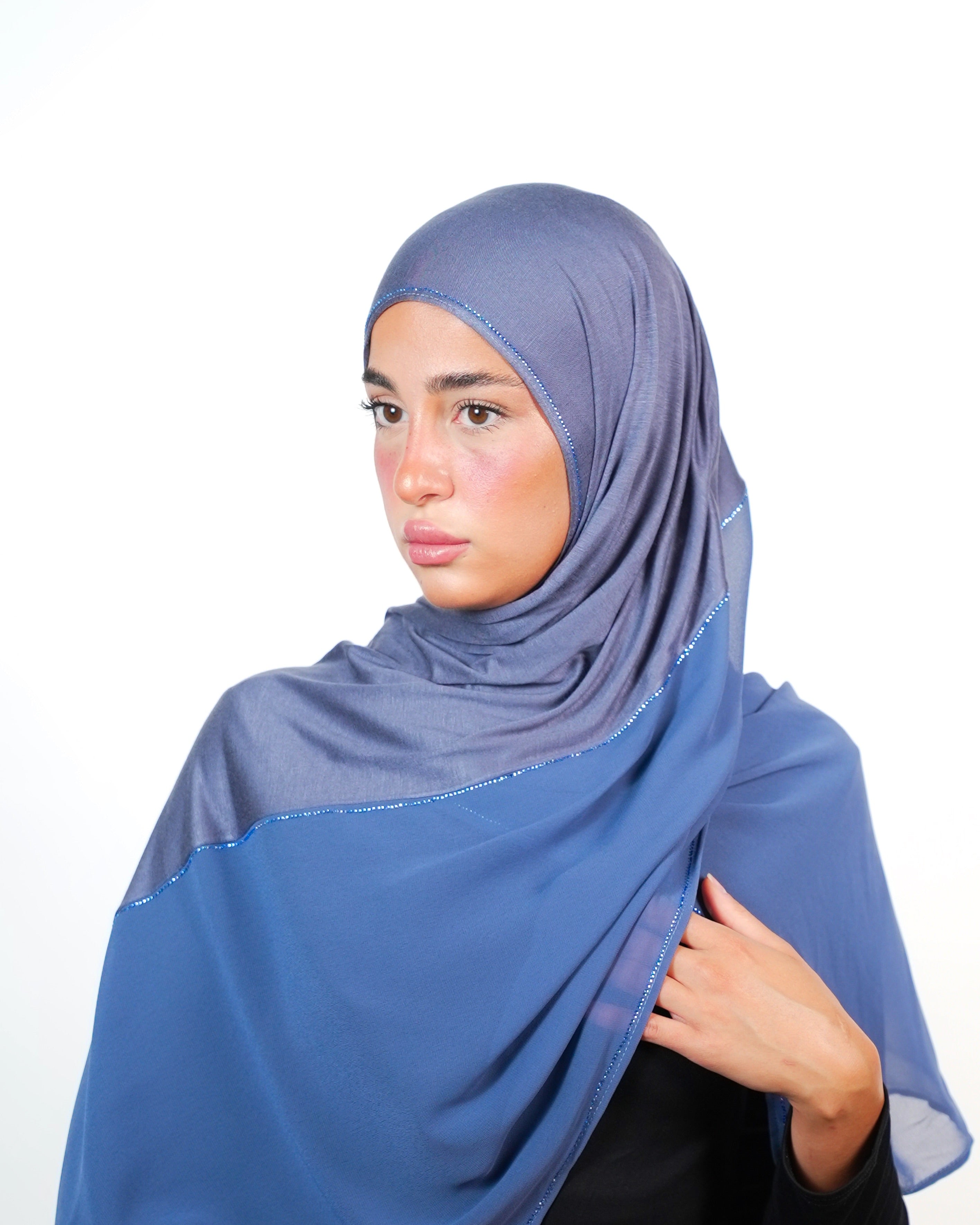 Double Shade Hijab With Stone