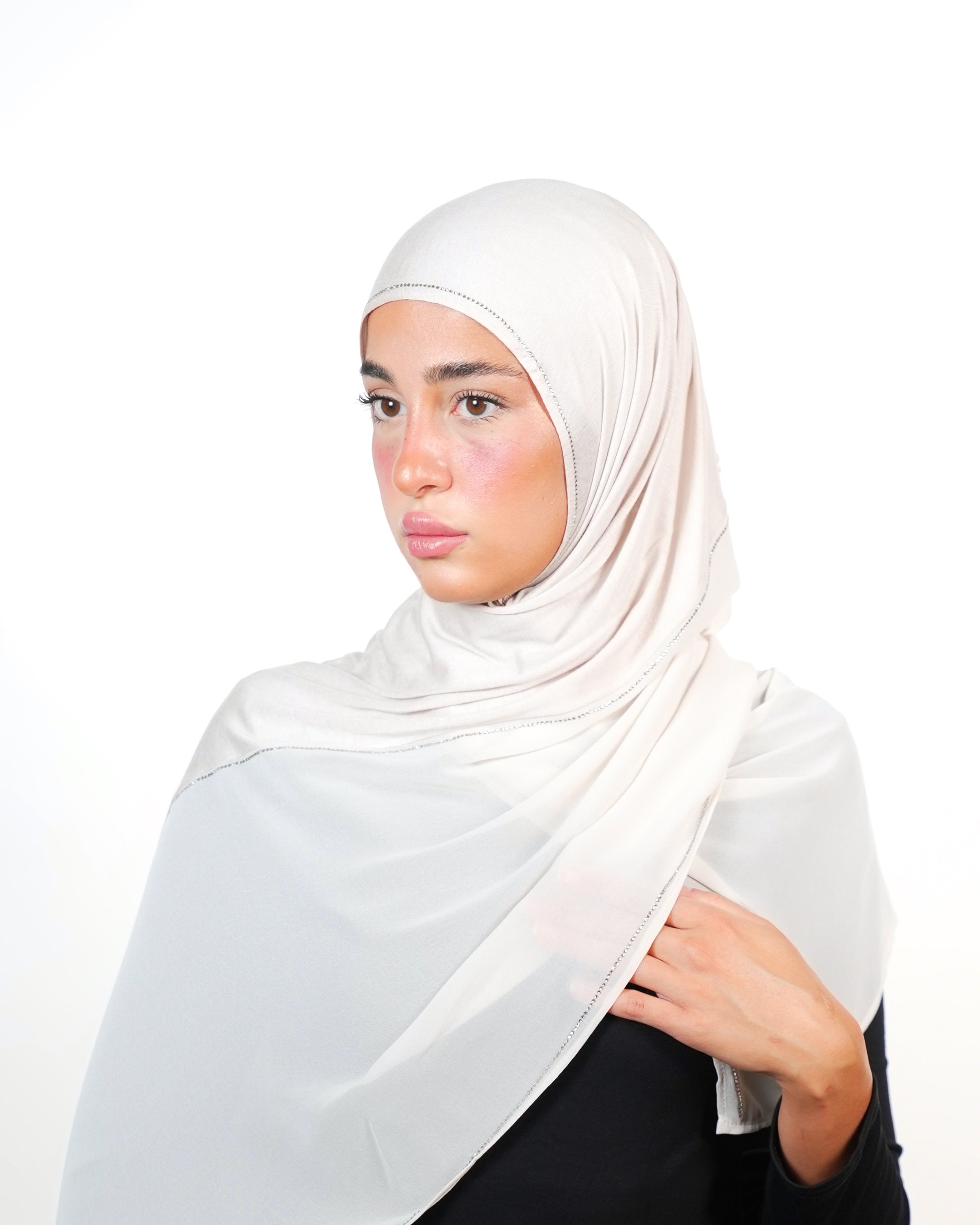 Double Shade Hijab With Stone