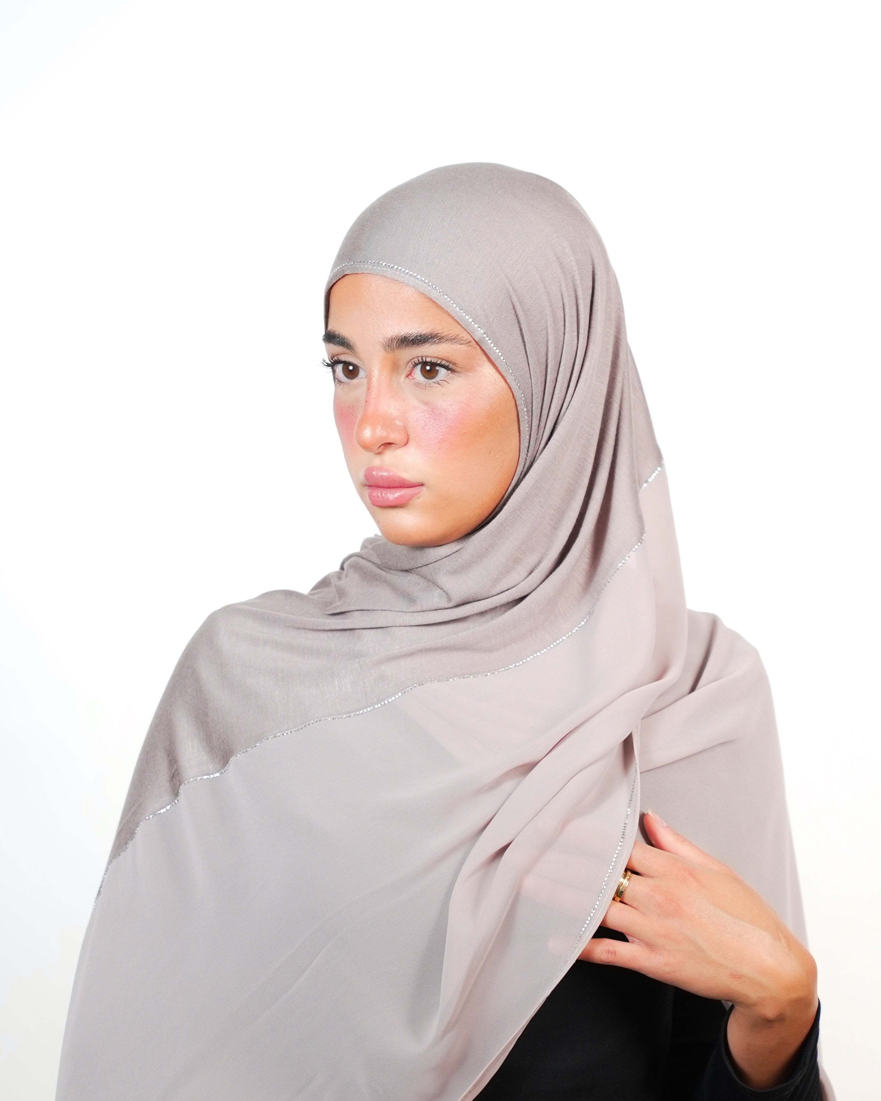 Double Shade Hijab With Stone