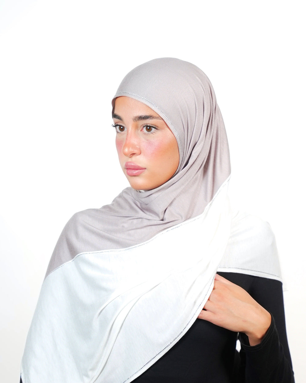Double Shade Hijab With Stone  Voile